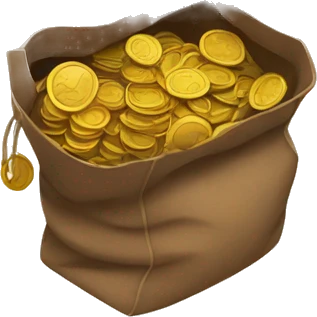 old open dark brown bag full of coins emoji