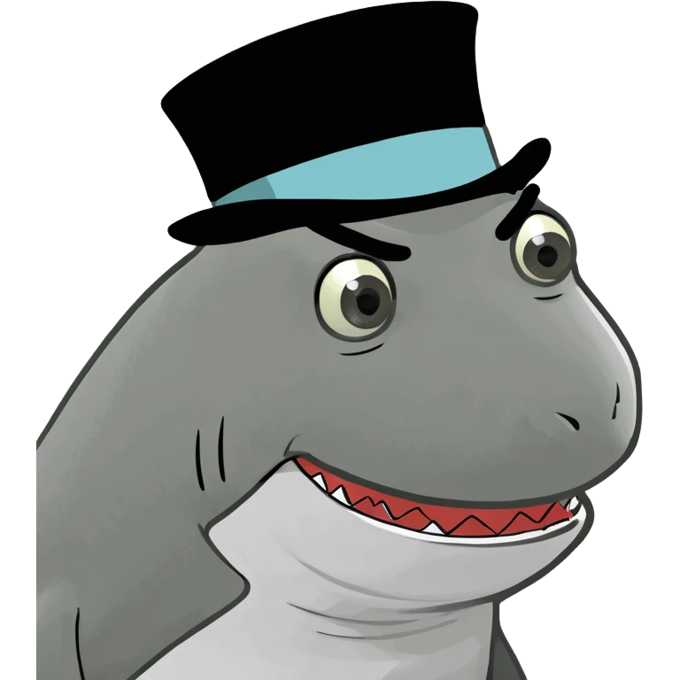 Shark with a top hat emoji