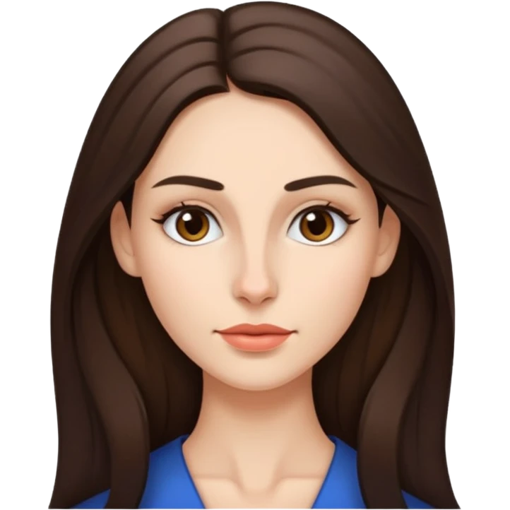 a brunette with thin nose almost sharp jaw line perfect eye brows and long hair  emoji