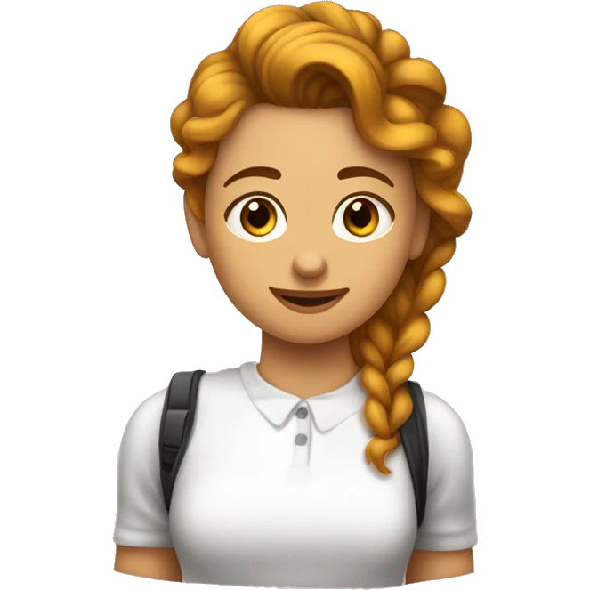 una chica pelirroja con pelo corto un poco ondulado, besando en la mejilla a un chico pelo rizado y con piel clara  emoji