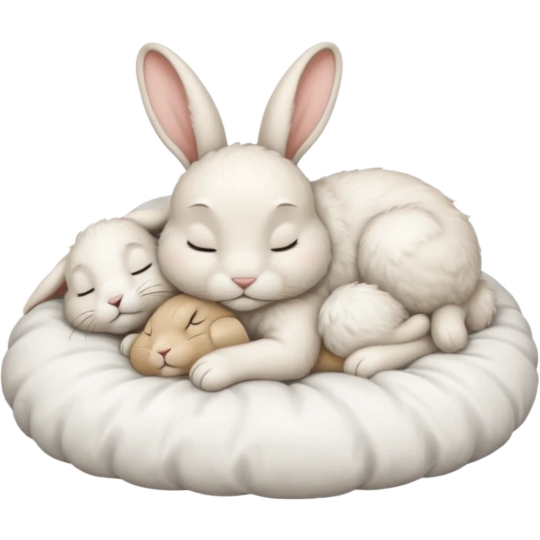 cartoon white rabbit asleep in bed emoji