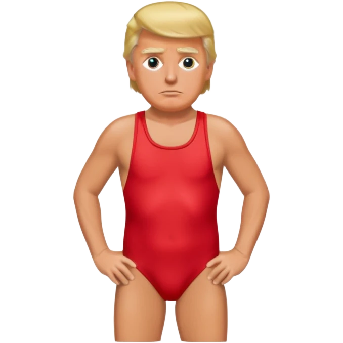 Donald trump wearing a red swimsuit as a man emoji