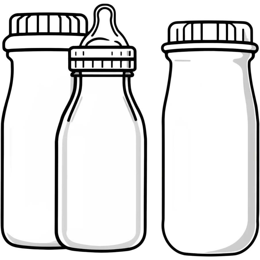 baby bottle set with milk formula and nipples emoji