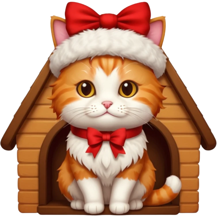 Christmas cat in aesthetic home emoji