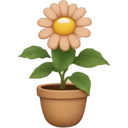 there is a pot in pastel brown colors and there is an indoor flower in it emoji