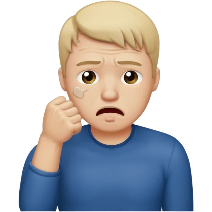 Crying man with his fist holding to his mouth emoji