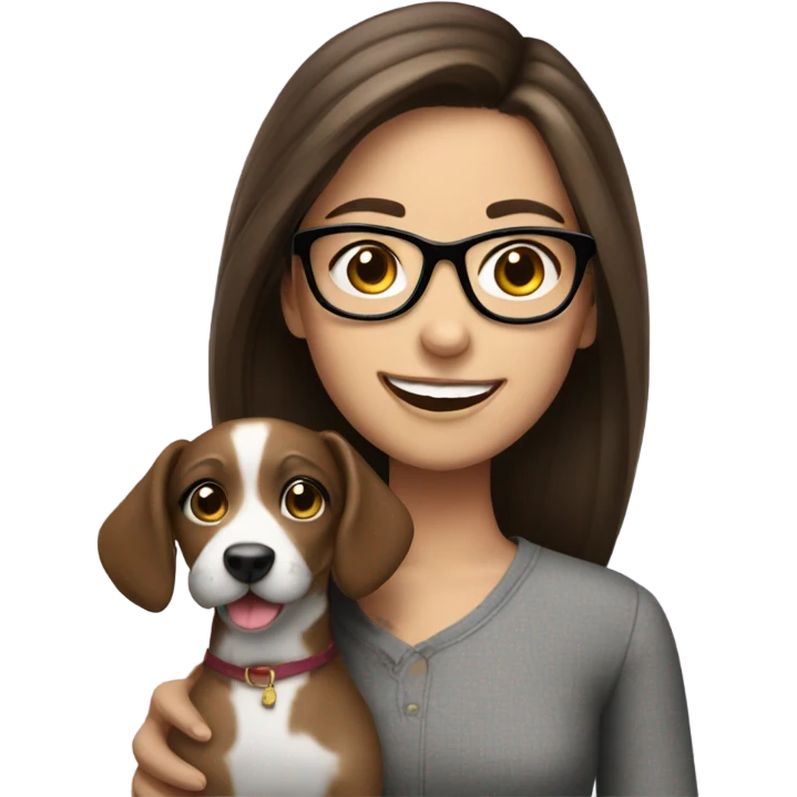 smiling brunette girl with dog glasses emoji