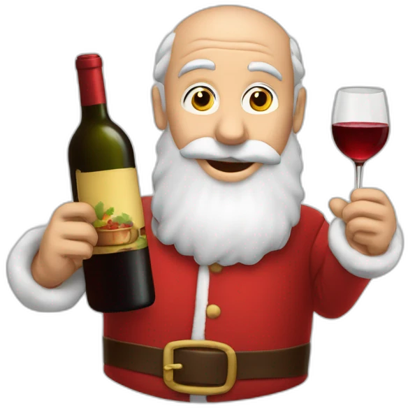 Le père noël avec une bouteille de vin emoji