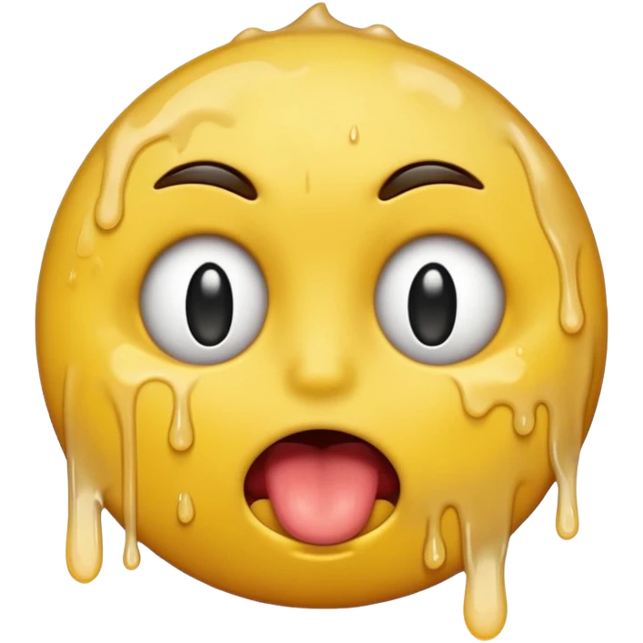 Generate a distressed and sweaty round emoji with white tears dripping off of its tongue emoji