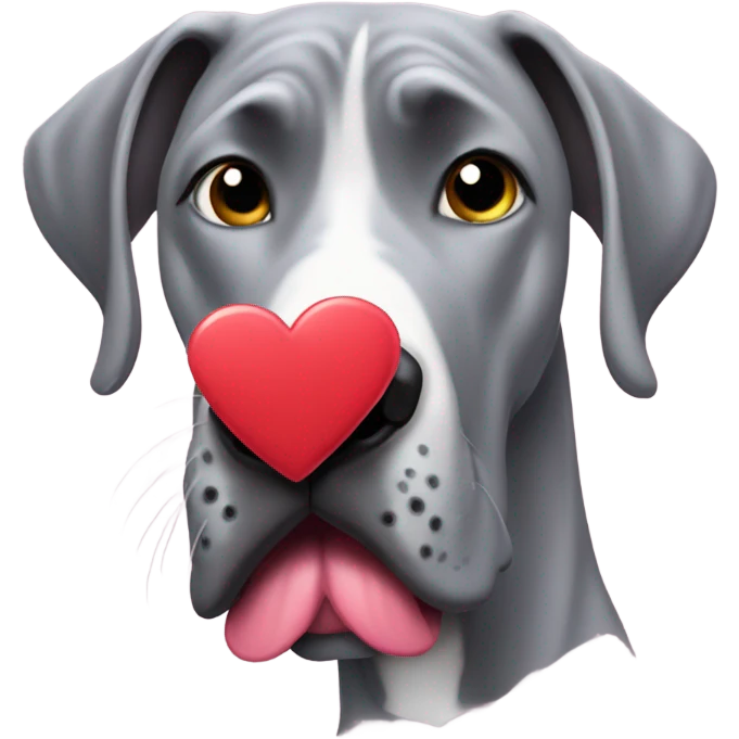 Grey great dane valentines day emoji