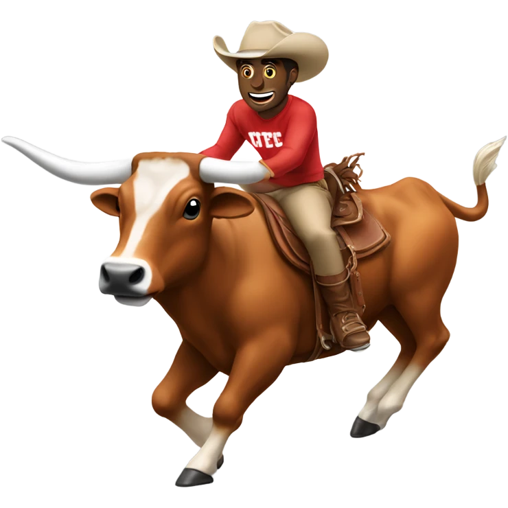 Buckeye mascot riding a longhorn emoji