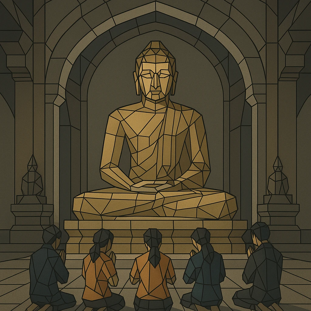 people praying in a Buddhist temple emoji