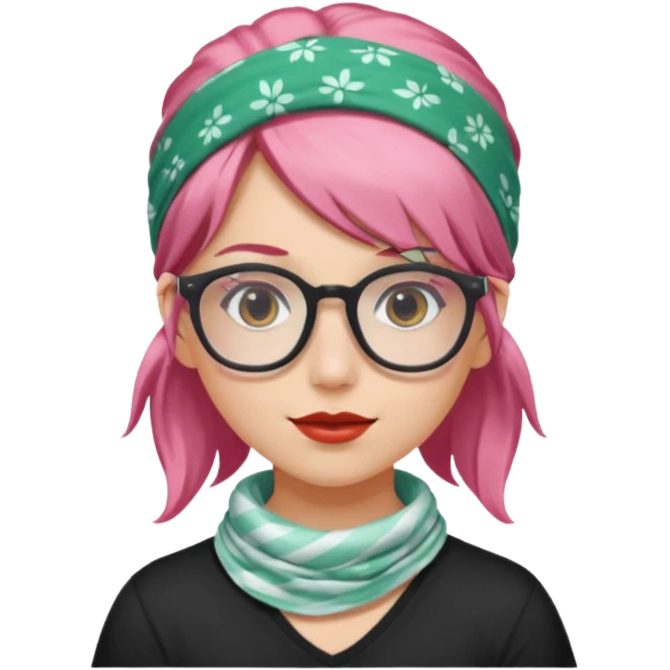 girl with peppermint hair and bandana and glassess emoji