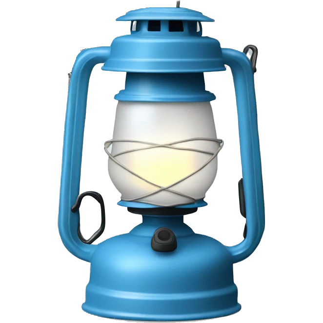 Realistic camping light blue lit camping lantern lisolated. emoji