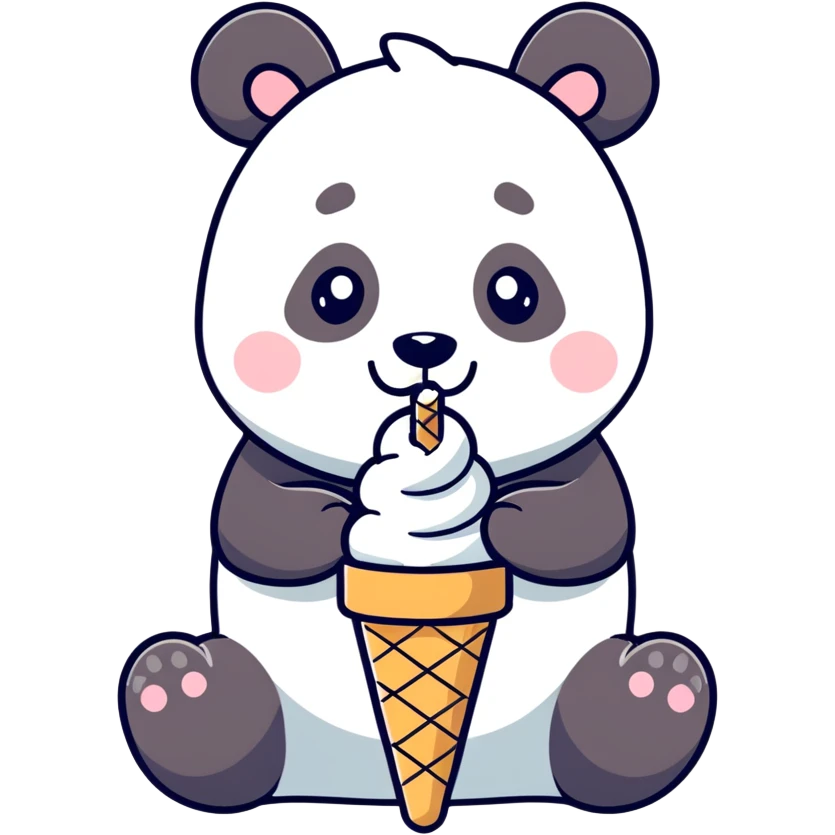 Panda eating ice cream emoji