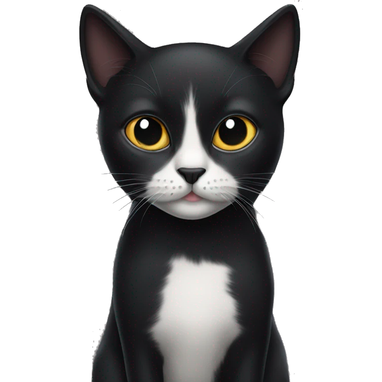 black cat with a black lip and a white lip emoji