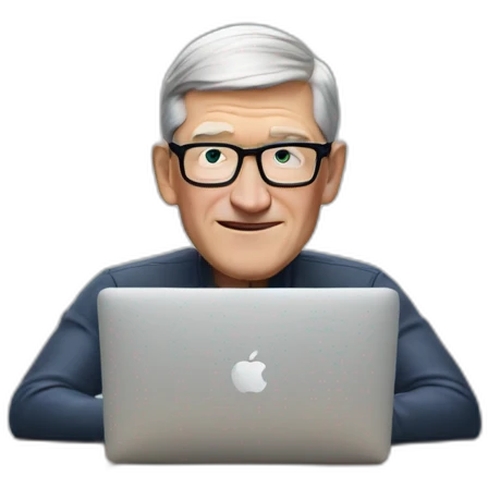 tim cook with macbook pro on desk emoji