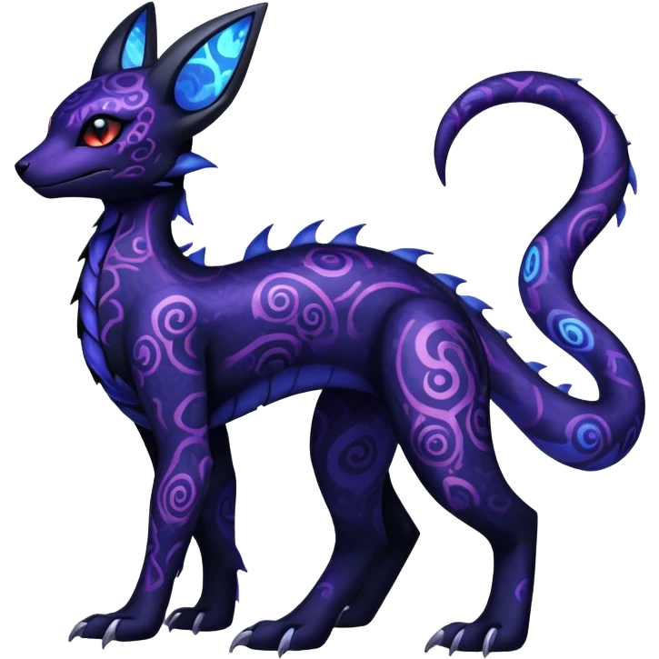 Gothic Nebulae Salandit-Umbreon-Fakémon-hybrid-creature (full body)  emoji