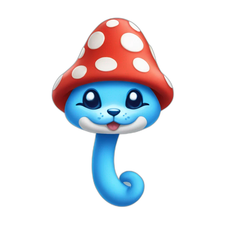 Smurf blue cat mushroom hat emoji