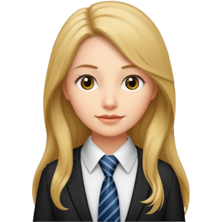 long haired woman with tie emoji