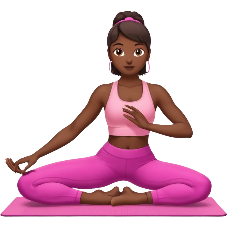 dark-skinned woman doing Pilates in pink sportswear emoji