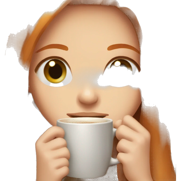 Aesthetic Ginger girl straight thick hair coffee emoji