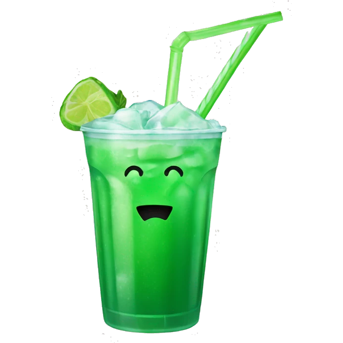 Green drink with straw and ice  emoji