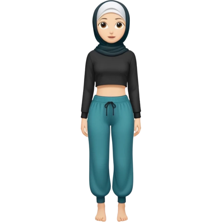Girl with hijab full body and she stomach and legs make her tits big emoji