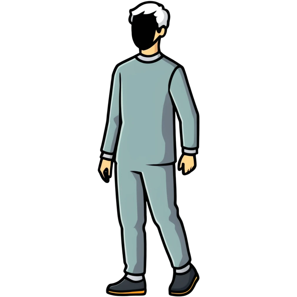 grey human silhouette with no facial features, no face, no eyes, no nose, no mouth, simple outline emoji