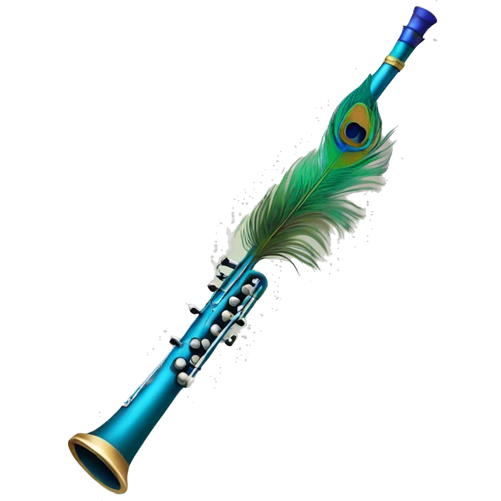 Flute with peacock feather  emoji