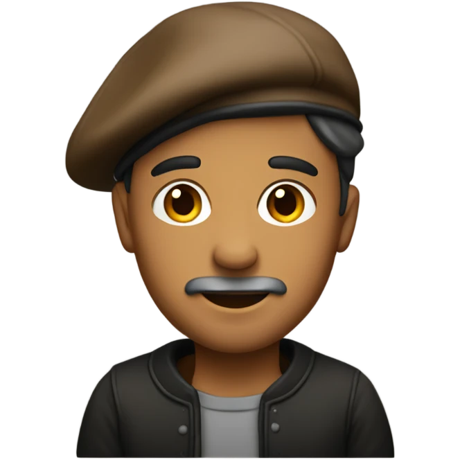 Homme brun avec un beret noir emoji