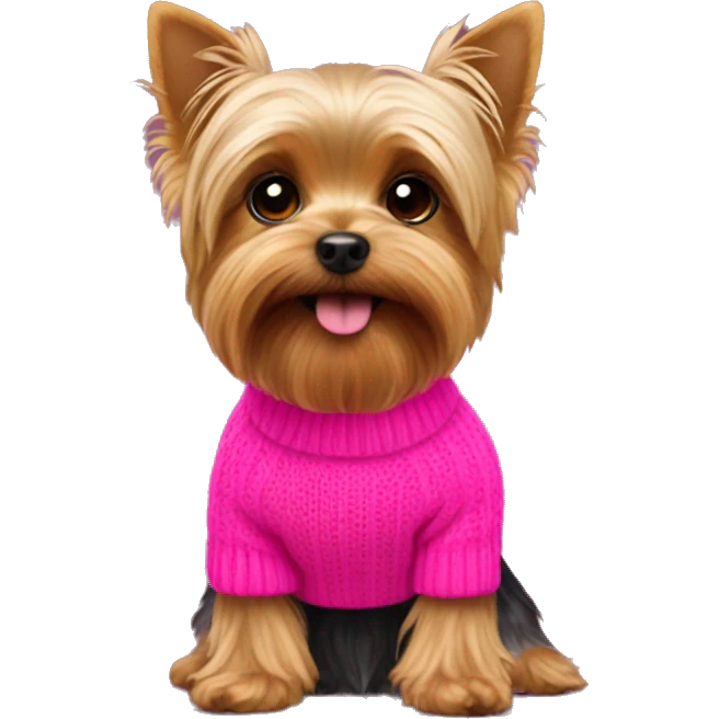 Yorkie wearing hot pink sweater emoji