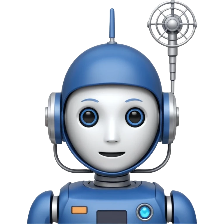 tête de robot cosmonaute bleu marine et blanc avec une antenne emoji