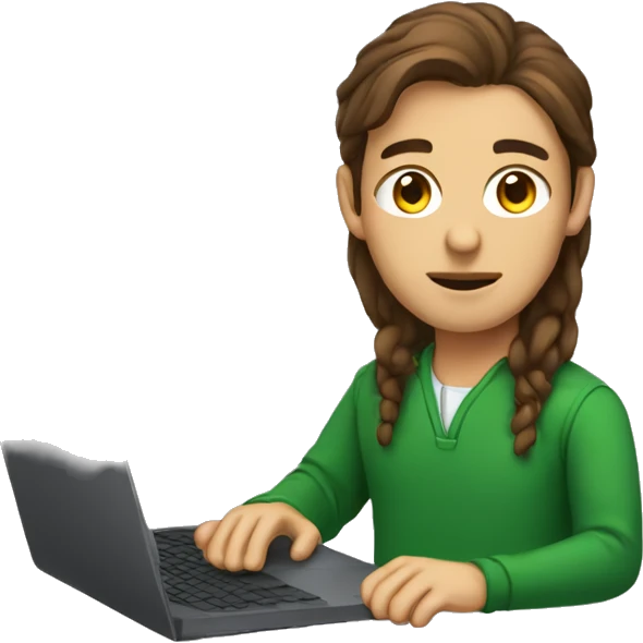 a programmer working in front of laptop with brown hair and irish ancestry emoji