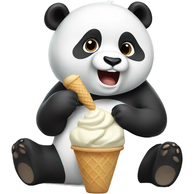 Panda eating ice cream emoji