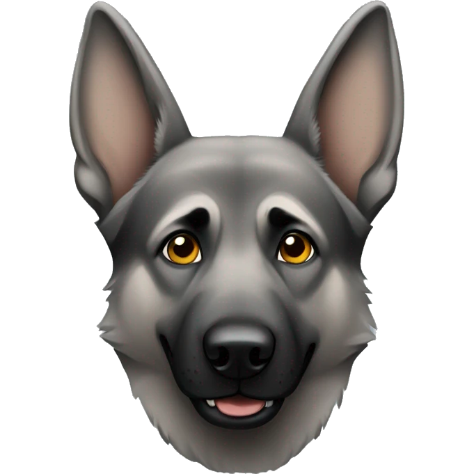 Grey German Shepherd with flexed ear  emoji