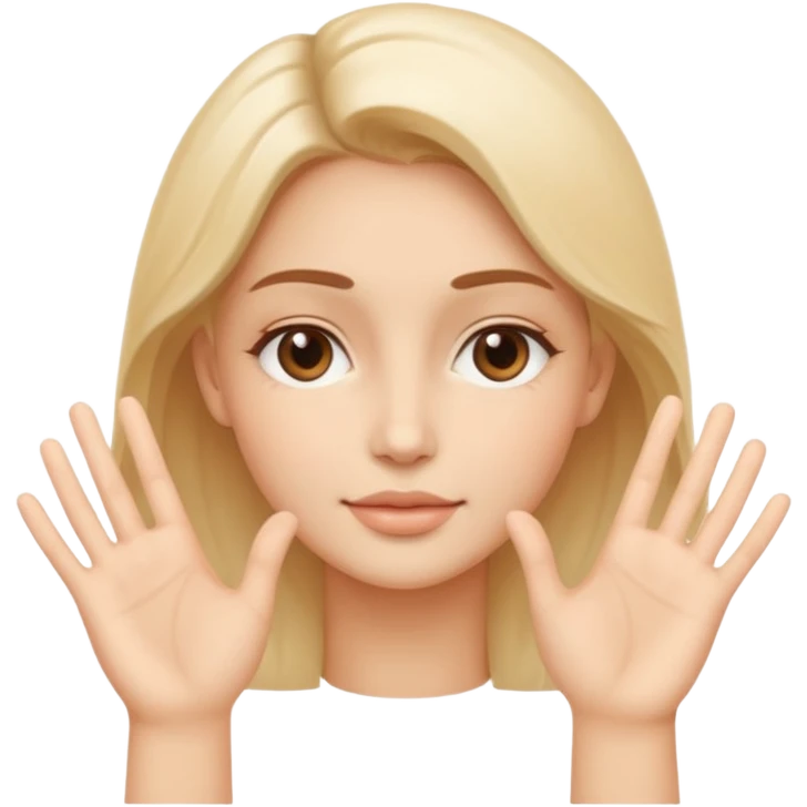 Minimal emoji representing reduced facial puffiness, soft hand gesture shaping the face contour, balanced and natural appearance, wellness-focused, simple and easy to understand
 emoji