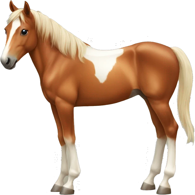 Chestnut horse with white, cheeky playful horse, young horse foal emoji