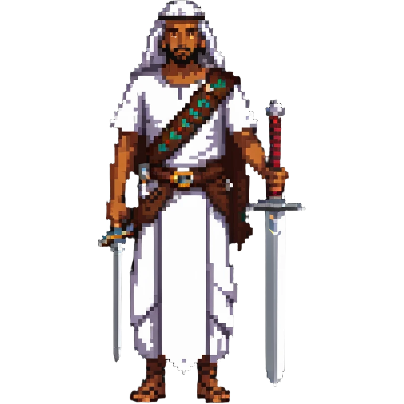ancient Arab man with a sword on his shoulder emoji