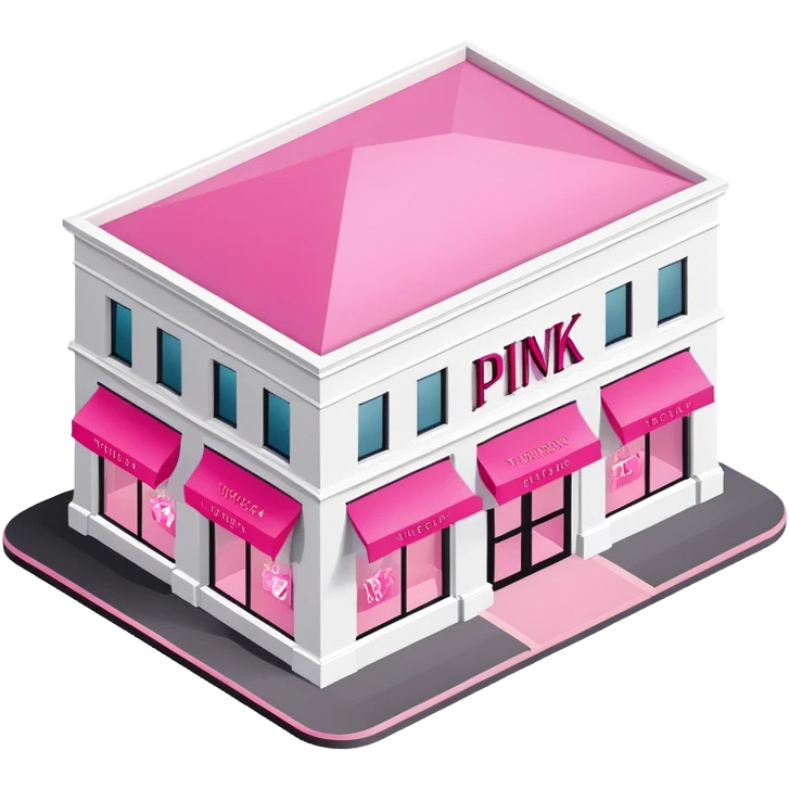 isometric exterior view victoria's secret pink store, 3d realistic emoji
