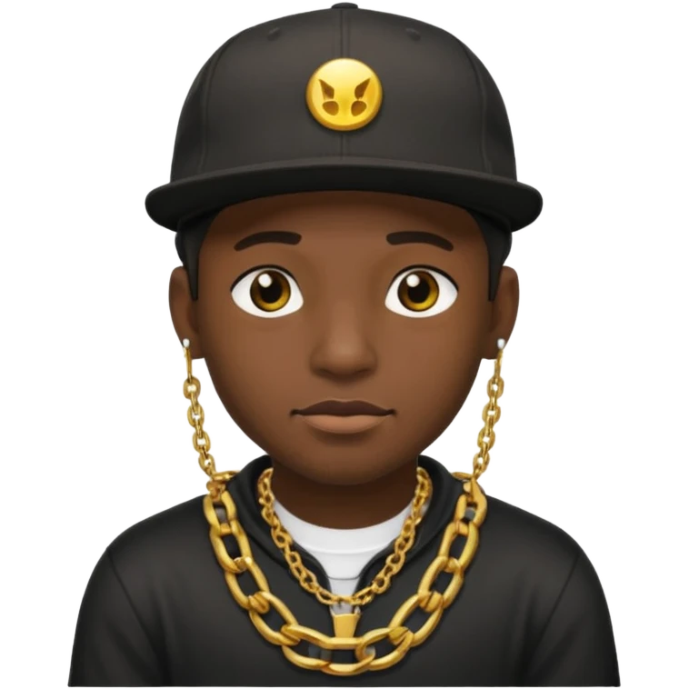 black guy with golden chains fleshtunnels and a snapback cap emoji