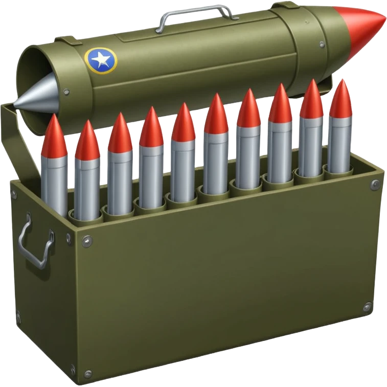 A big long military box filled with long war rockets emoji
