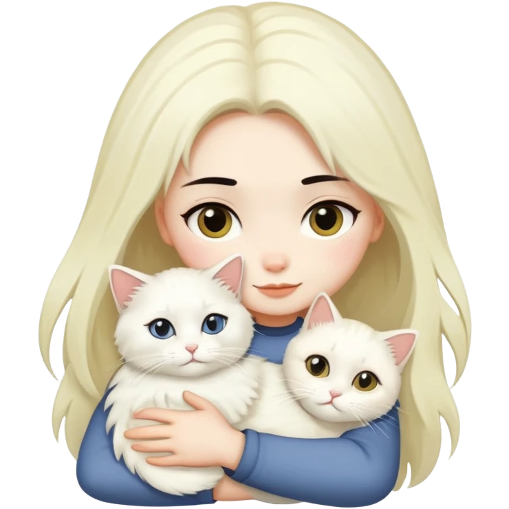 黑长发女生抱着一只白色浅黄色的布偶猫 emoji