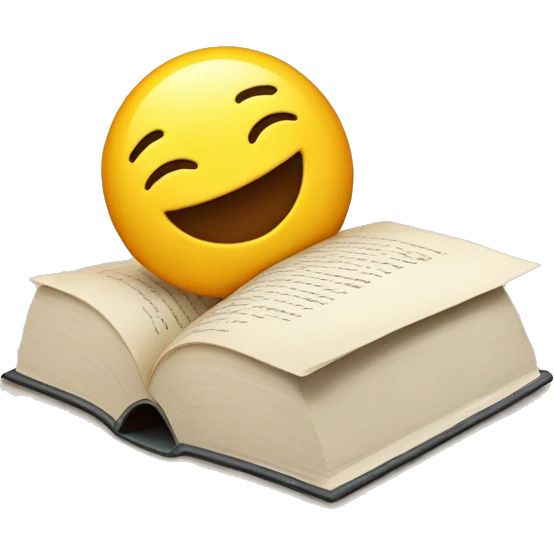 Create an emoji of a book with a bright, smiling face. emoji