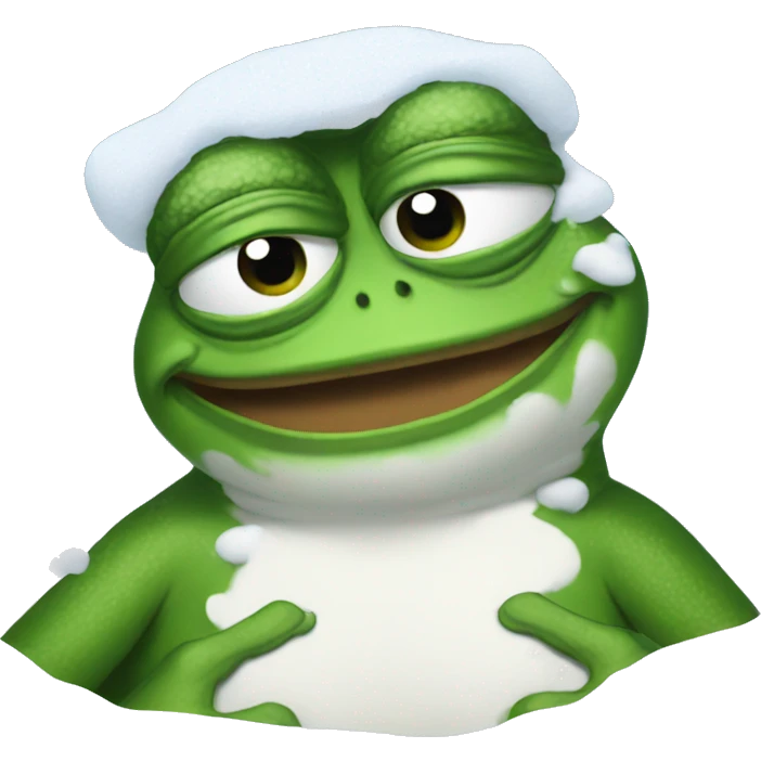 pepe the frog covered in snow emoji