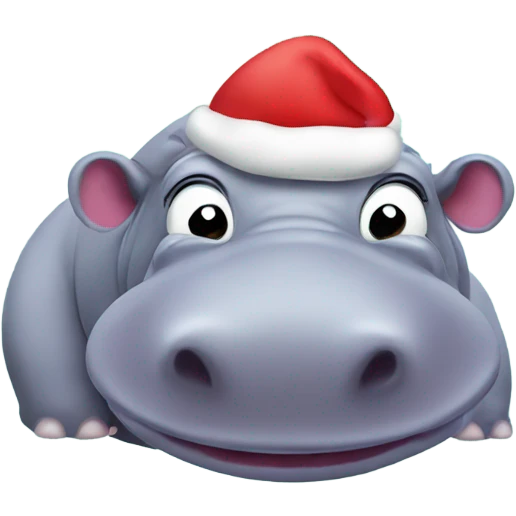 hippo with santa hat emoji
