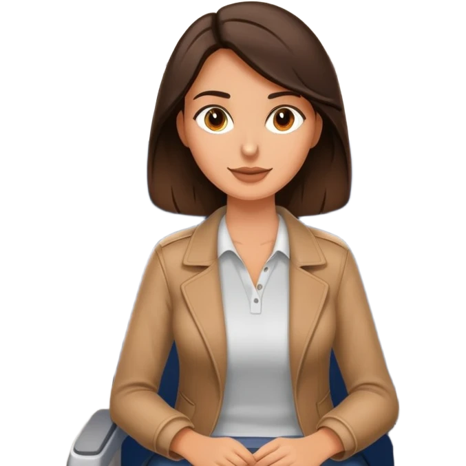 Casual brunette on airplane seat emoji