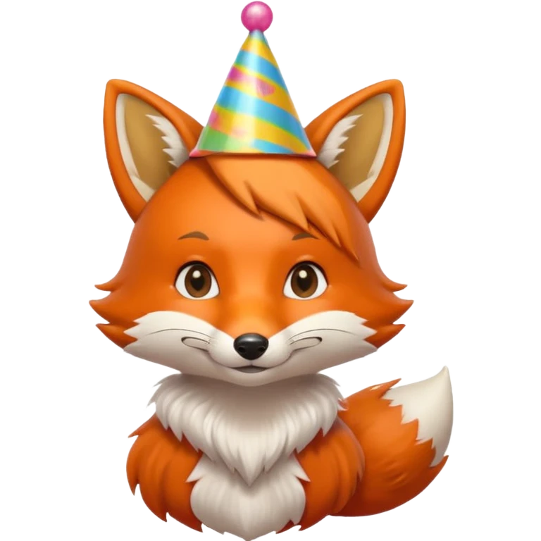 cute fox, party hat, portrait, bust up emoji