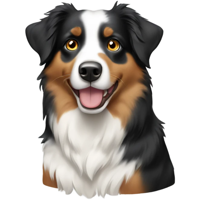 Australian shepherd with half white face emoji
