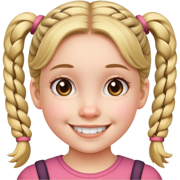 young girl with pigtails, smiling emoji